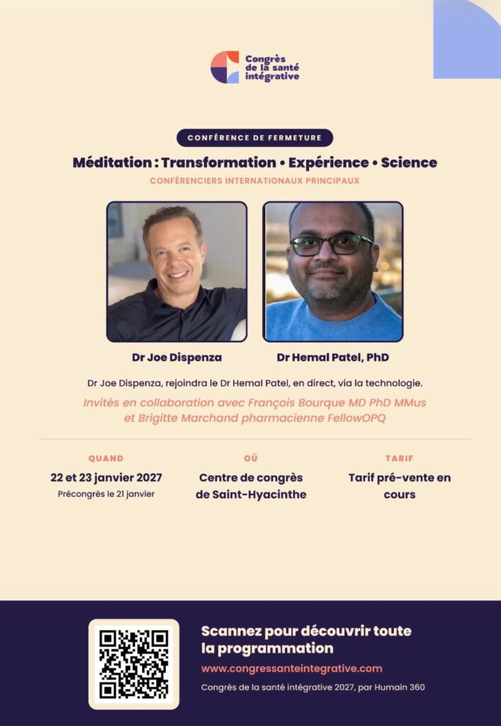 Dr.Joe Dispenza en conférence à Montréal avec Dr. Hemal Patel.